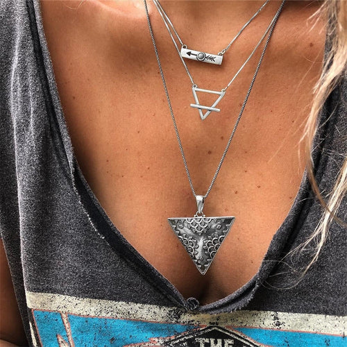 Silver Triangle Necklaces