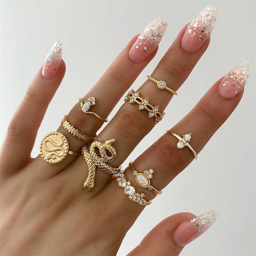 Gold Color Finger Rings Set