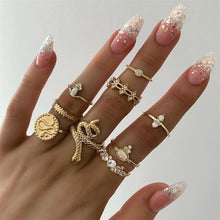 Load image into Gallery viewer, Gold Color Finger Rings Set