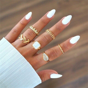 Gold Color Finger Rings Set