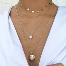 Load image into Gallery viewer, Heart Crystal Chain Long Necklace